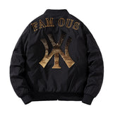 New York NYC Varsity Jacket Cotton Baseball Uniform Sequined Embroidered Jacket