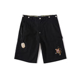 Shark Print Shorts Shark Head Embroidery Tiger Head Tooling Shorts Men's Casual Pants
