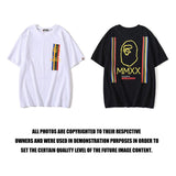 Shark Print T Shirt Summer Pure Cotton Color-Striped Printing T-shirt Short Sleeve