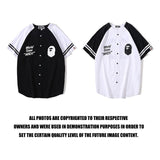 Shark Print T Shirt Baseball Uniform Shirt/T-shirt Cardigan Short Sleeve