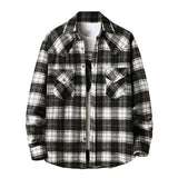 Mens Flannel Jacket Plaid Shirt Men's Style Coat Shirt