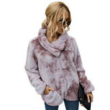 Women Sherpa Jacket Winter Warm Tie-Dyed Fur Sweater for Women