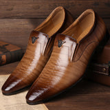 Indo Western Shoes Square Toe Vintage Casual Shoes Crocodile Pattern Slip on Leather Shoes