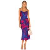 Women Summer Dresses Midi Dress  Autumn Women's Sexy Print Backless