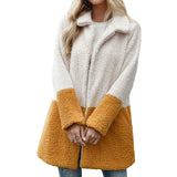 Women Sherpa Jacket Mid-Length Autumn and Winter Lapel Fur Cardigan Jacket