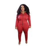 Women Plus Size Co-Ords Zipper Fashion Casual Two-Piece Suit