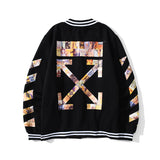 Off White Winter Coat Autumn and Winter Off Graffiti Arrow Baseball Uniform Jacket Men and Women