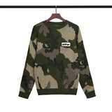 Off White Winter Sweaters Autumn and Winter Green Camouflage Knitted Sweater