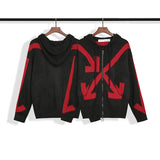 Off White Winter Sweaters Off Mohair Men and Women Zipper Sweater Cardigan Coat