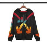 Off White Winter Sweaters Off Youth Men and Women Gradient Trend Mohair Zipper