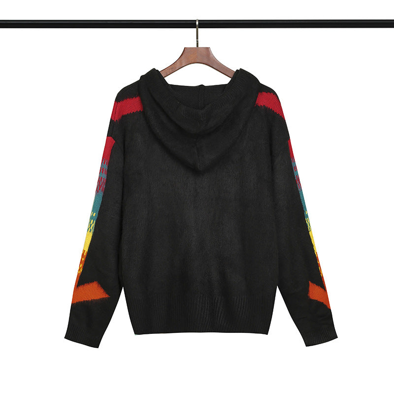 Off White Winter Sweaters Off Youth Men and Women Gradient Trend Mohair Zipper