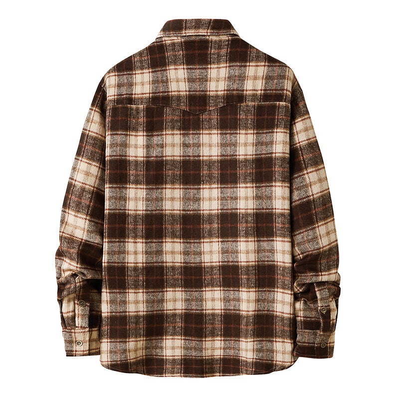 Mens Flannel Jacket Autumn Vintage Flannel Plaid Shirt Men Coat Shirt
