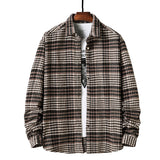 Mens Flannel Jacket Autumn and Winter Flannel Padded Plaid Shirt Men's Style Coat Shirt