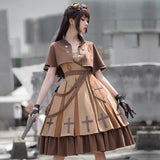 Gothic Lolita Harajuku Style Clothing Military Style Lolita Dress Solid Color Retro Military Uniform Lolita Autumn and Winter Full Set