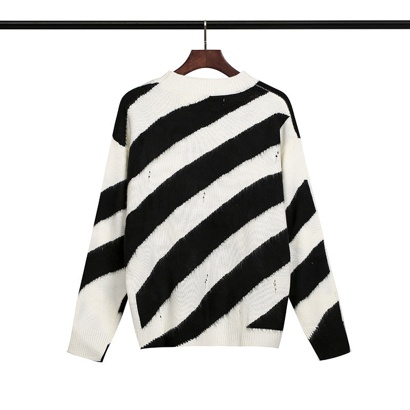 Off White Winter Sweaters Autumn and Winter Off Damaged Knitted Sweater