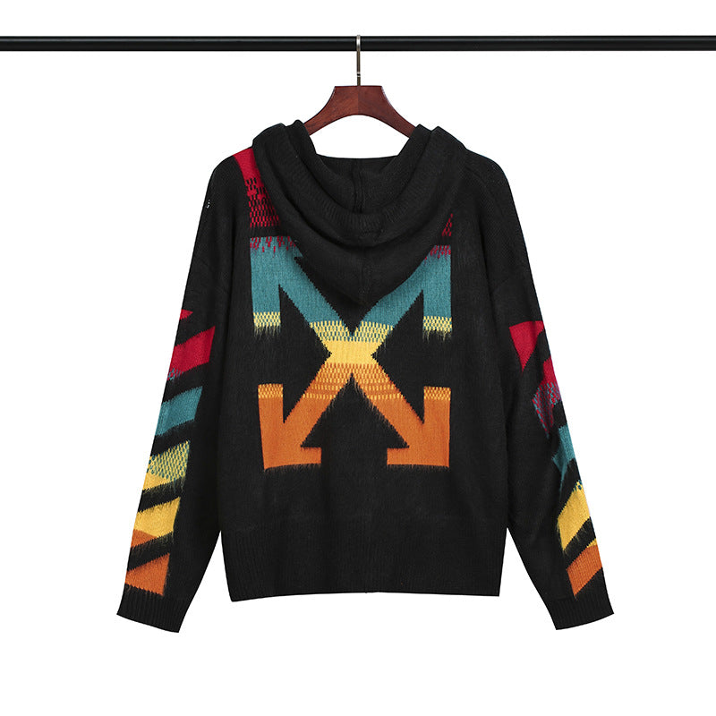Off White Winter Sweaters Zipper Men's and Women's Sweater Coat