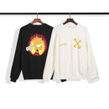 Off White Winter Sweaters Autumn and Winter Off Arrow Cartoon Simpson Men's and Women's Loose Knitted Sweater