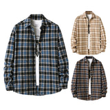 Mens Flannel Jacket Flannel Padded Plaid Shirt Men's Style Coat Shirt