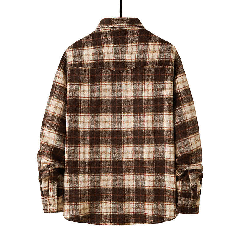 Mens Flannel Jacket Flannel Padded Plaid Shirt Men's Style Coat Shirt