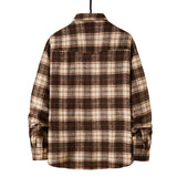 Mens Flannel Jacket Flannel Padded Plaid Shirt Men's Style Coat Shirt