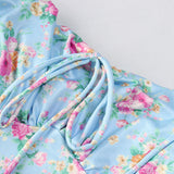 Summer Sexy Floral Pleated Backless Suspender Dress for Women