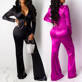 Women Business Professional Attire Fall/Winter Lady Sexy Suit Wide Leg Pants Two-Piece Set
