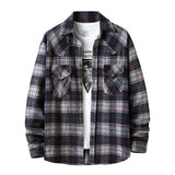 Mens Flannel Jacket Plaid Shirt Men's Style Coat Shirt