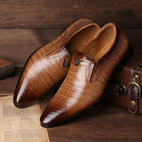 Indo Western Shoes Square Toe Vintage Casual Shoes Crocodile Pattern Slip on Leather Shoes