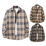 Mens Flannel Jacket Flannel Padded Plaid Shirt Men's Style Coat Shirt