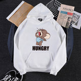 Tom and Jerry Hoodie Autumn and Winter Loose Cat and Mouse Hooded Fleece Lined Sweater Men and Women