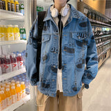 Spring and Autumn Denim Jacket Men's Loose Lapels Jacket Top Plus Size Men Denim Jacket