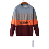 Off White Winter Sweaters Off Autumn and Winter Stripes Color Matching Letters