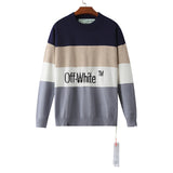 Off White Winter Sweaters Off Autumn and Winter Stripes Color Matching Letters