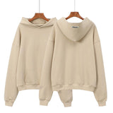 Fog Fear Of God Essentials Hoodie Tops Autumn and Winter High Street Style Solid Color Velvet Padded Hooded Sweatshirt Men's and Women's Same Hoodie Couple's Tops Fear Of God