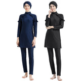 Burkini Muslim Swimwear Solid Color Slim Sun Protection Three-Piece Set Swimsuit