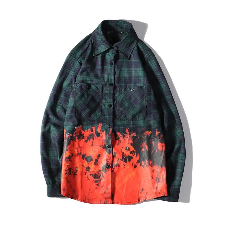 Vlone Sweatshirts Men's plus Size Retro Sports Spring and Autumn Trends Plaid Men's and Women's Shirts