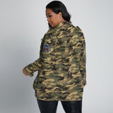 Nina Parker Camo Jacket Rivet Multi-Bag Drawstring Cool Camouflage Workwear Casual Baseball Uniform