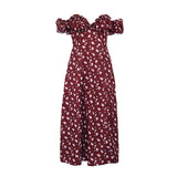 Women Summer Dresses Midi Dress Sexy Split Floral off-the-Shoulder Tube Top Long Dress