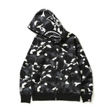 Shark Print Hoodie Men and Women plus Size Loose Hoodie Coat
