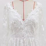 Women Lace Wedding Dress Sexy Lace Long Sleeve Dress Evening Dress