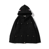 Shark Print Hoodie Spring Autumn Men's Solid Color Shark Head Coat Jacket