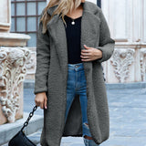 Women Sherpa Jacket Mid-Length Autumn and Winter Lapel Fur Cardigan Berber Fleece Coat