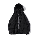 Shark Print Hoodie Spring/Summer Young Men Trend Solid Color Letter Trench Coat