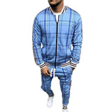 Men Tracksuit Set Jogging Suits Mens Autumn and Winter Cardigan Plaid Coat Sports Fashion Casual Clothes Suit