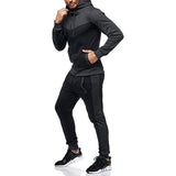 Men Tracksuit Set Jogging Suits Mens Autumn Winter Men Hooded Color Matching Casual Sport Cardigan