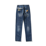 Shark Print Pant Men's Casual Shark Meteor Lightning Washed Ripped Jeans