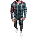 Men Tracksuit Set Jogging Suits Mens Autumn and Winter Cardigan Plaid Coat Sports Fashion Casual Clothes Suit