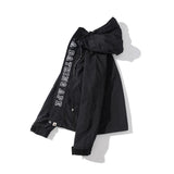 Shark Print Hoodie Spring/Summer Young Men Trend Solid Color Letter Trench Coat