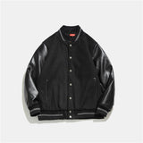 Letterman Jacket Outfit Senior Jackets Varsity Baseball Coat Winter Clothes Contrast Color Stitching Sleeves Baseball Uniform Boys Loose