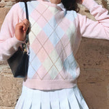 Preppy Aesthetic Outfits Autumn and Winter Woolen Long-Sleeved Top Casual Loose Knitted Sweater